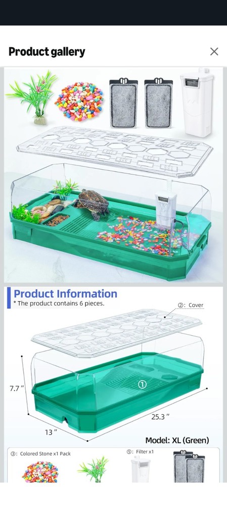 Large Turtle cage Tortoise Terrarium with Pump＆Filter w Shower Function
