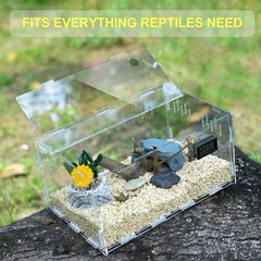 BETAZOOER Reptile Terrarium Breeding Tank Acrylic Reptile Feeding Box with Tempe