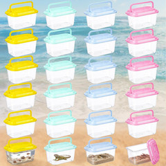 24 Pcs Plastic Reptile Terrariums Carrier Cage Small Fish Transport Container wi