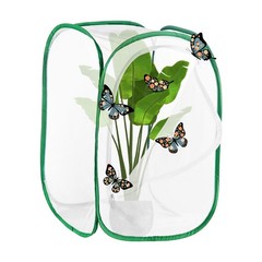 Outdoor Butterfly Habitat Cage Terrarium [White with Green, 24 x 16 x 16 Inch]