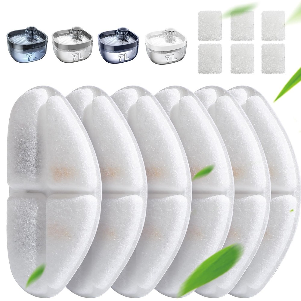 6 Pack of Filter & 6 Pump Sponges FEELNEEDY only for (FN-W05) 7L/1.8Gal Dog W…