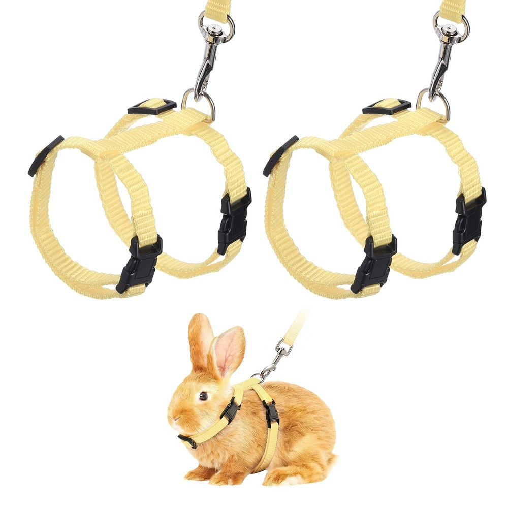 Rabbit Harness and Leash, Small Animal Harness( 2Pcs, Beige)