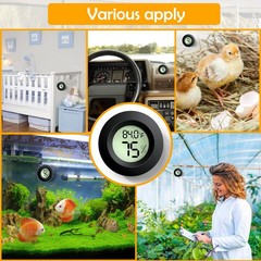 Reptile Tank Accessories, 2 PCS Thermometer and Humidity Black Round