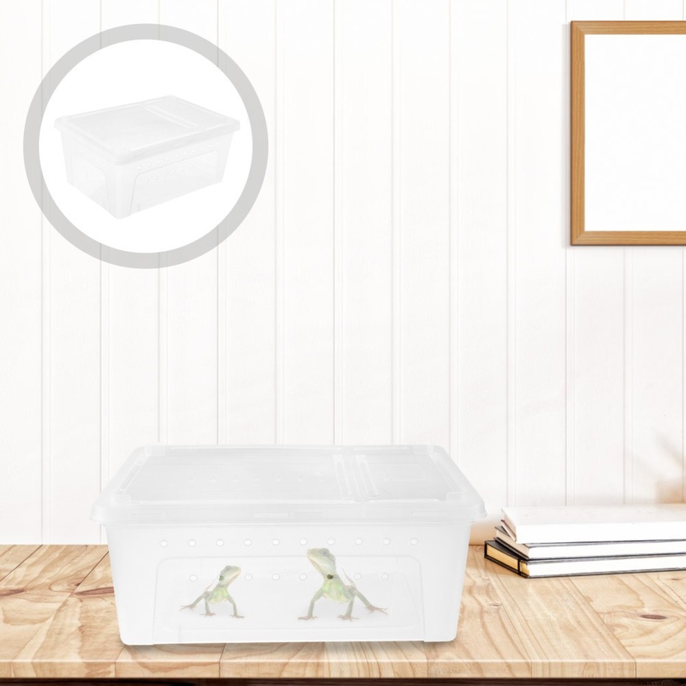 1Pcs Durable PP Plastic Feeding Box for Small Pets White with Air Vent Holes