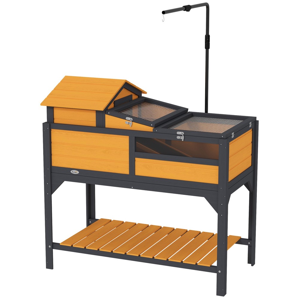 Tortoise Habitat with Adjustable Lamp Holder, Storage Shelf, Yellow