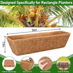 Riare 2 Pack 36 Inch Rectangle Coconut Liners for Planters, Natural Coconut F…