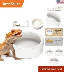 Large White Ceramic Reptile Bowl – Perfect Anti-Escape Design for Feeding