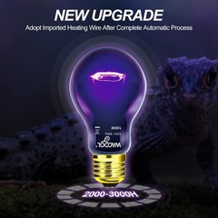 4Pack 100W Reptile Night Heat Lamp – Moonlight Purple Light for Bearded Dragons,