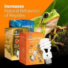 2 Pack 13-Watt Reptile Bulb Desert UVA UVB Light – 10.0 UVB Reptile Light – Comp