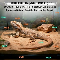 T8 UVB Reptile Light Fixture HO UVB Bulb Lighting Combo Kit, 10.0 UVB Light for