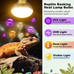 2 Pack 100W Reptile Heat Lamp Bulbs, Full Spectrum UVA/UVB Reptile Light Bulb an