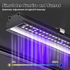27-Inch LED UVB Reptile Light with Auto On/Off & Preset Day-Night Cycle Dimmi…