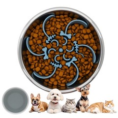 2 in 1 Slow Feeder Dog Bowl with Removeable Silicone Feeder Insert, Stainless…
