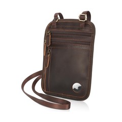 Polare Full Grain Leather Neck Wallet RFID Blocking Conceal Pas… Fast USA SHIP