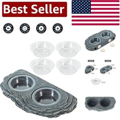 Magnetic Reptile Food & Water Feeder with Natural Look – Perfect for Terrariums
