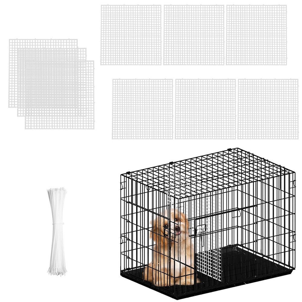 9 PCS Dog Crate Divider Panel with Ties, 11.8″ x 11.8″ Transparent PVC Pet Ke…