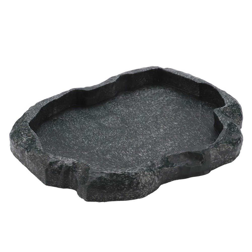 Reptile Rock Food Water Dish Feeder Bowl Aquarium Ornament 18x14x2 Centimeter