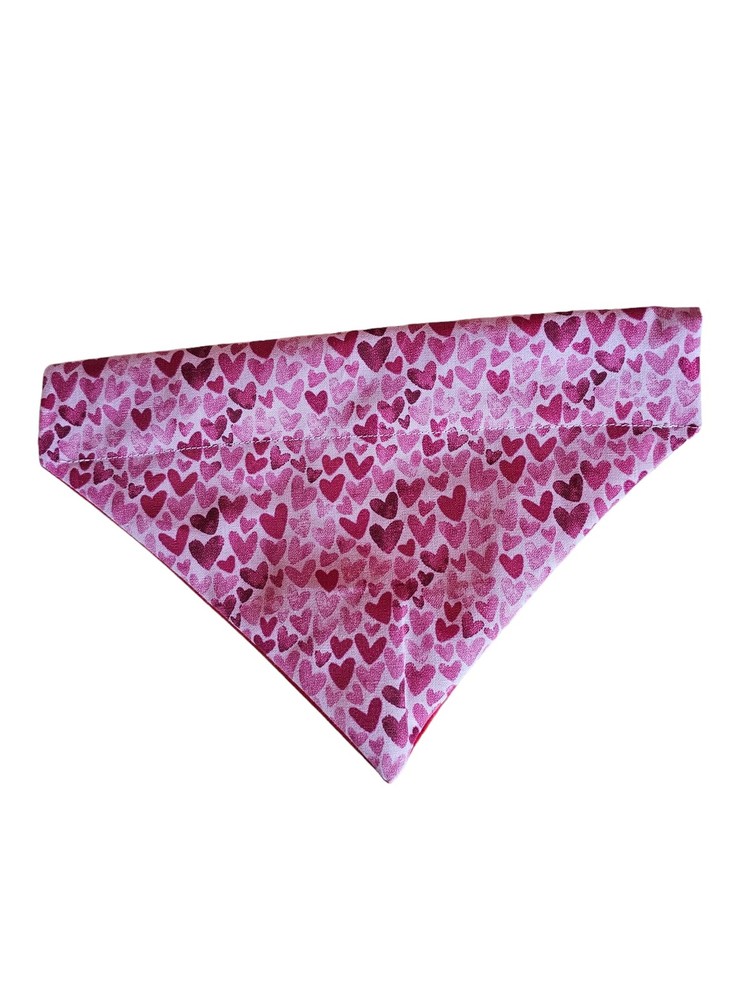 Pink Valentines Hearts Over Collar Dog Bandana Slips On Size XLarge