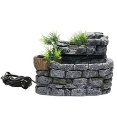 Reptile Water Fountain with Food Dish, 500ML Terrarium Waterfall Drinking Fou…