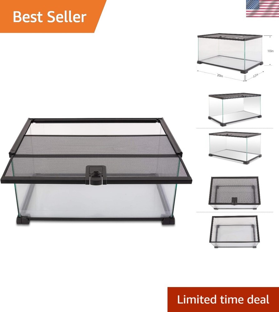 10 Gallon Reptile Tank Glass Natural Cages Terrarium 20″ x 12″ x 10″ Sliding …