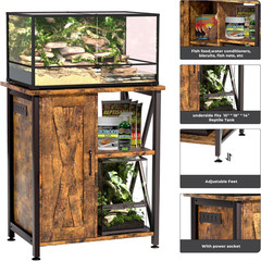 45-67 Gallon Reptile Tank Stand with Power Outlet, Terrarium Stand with Storage