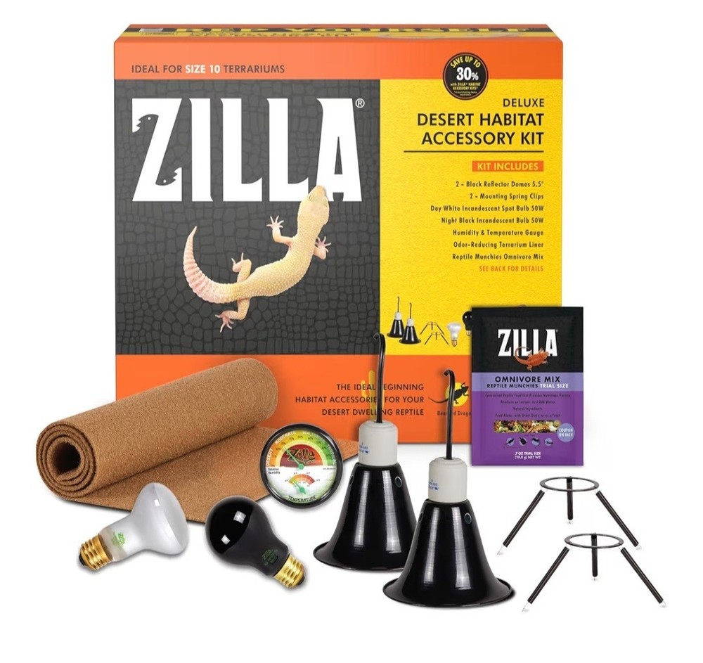 Zilla Desert Habitat Accessory Kit, Starter Kit for Reptiles, Easy Start Geckos