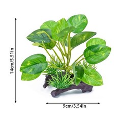 2 Pcs Green Yellow Artificial Reptile Plants Terrarium Decor
