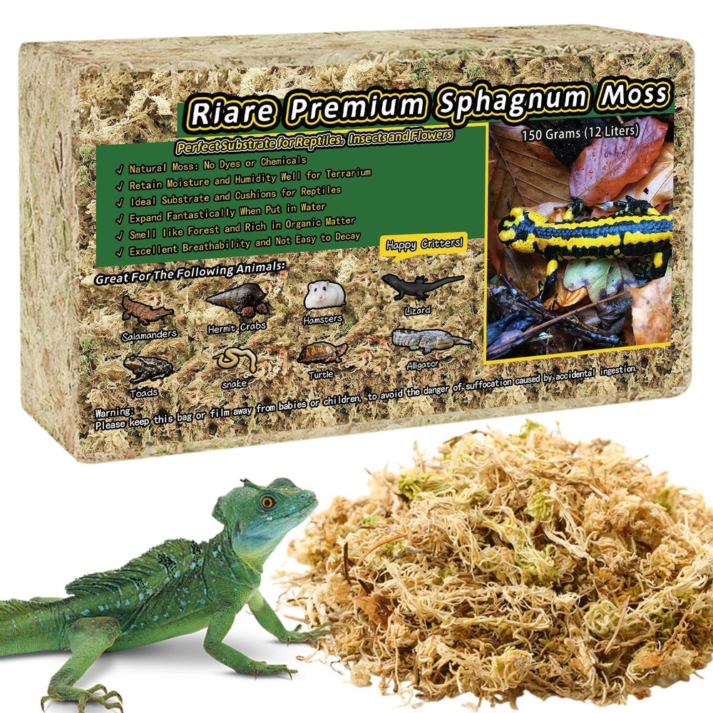 5.3oz 6QT Sphagnum Moss for Reptiles, Natural Dried Forest Terrarium Bedding
