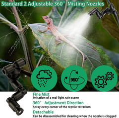 Reptile Fogger Mist Sprinklers,360°Adjustable Misting Nozzles Reptile Mister Noz