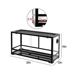 Large Reptile Tank 25 Gallon, 360°Full Vision Glass Reptile Terrarium with
