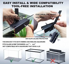 Metal Aquarium Light Riser & Holder – Adjustable Clamp Kit (2pcs), Max 0.9″ G…