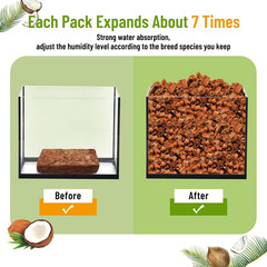 2 Pack Natural Coconut Chip Substrate for Reptiles- Compressed Coconut Husk Rept