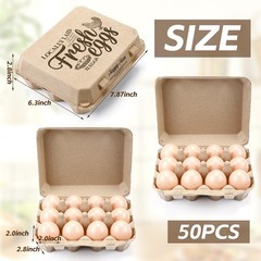 Zhanmai 50 Pcs Natural Paper Pulp Egg Cartons Blank Bulk 12 Count Dozen Vinta…