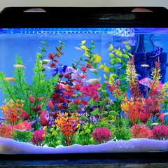 QUOZUO 25 Pack Aquarium Plants, Colorful Artificial Fish Tank Plants Decorati…