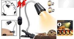 Reptile Heat Lamp with Adjustable Temperature & 360° Rotatable UVB/UVA Bulb -…