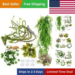 Reptile Plants, Terrarium Hanging Plant Vines Artificial Leaves Reptile Hide,…