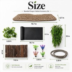 HERCOCCI Bearded Dragon Tank Accessories, Reptile Mat Bridge Hammock Flexible…