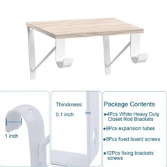 4 Pack Heavy Duty Closet Shelf and Rod Brackets, 10.9 x 12.3 x 1 Inch Closet …