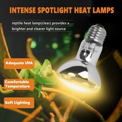 Heat Lamp Bulbs, UVA Intense Basking Spot Light Reptile Heat Lamp(Clear) 50W,…