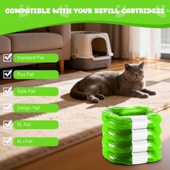 14 Pack Cat Litter Refill Bags, 7-Layer Odor-Control Cat Litter Pail Refills,…