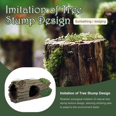 Reptile Hide Resin Hollow Log Cave W/ Two Strong Suction Cups,Gecko Tank