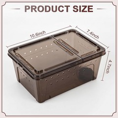 Irenare 8 Pcs Reptile Breeding Box Plastic 10.6 x 7.4 x 4.7 Inch, Black