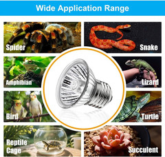 Reptile Heat Lamp Turtle Heating Light 4PCS 50W UVA UVB Heat Bulb Simulated Sunl