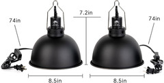 2 Pack Reptile Light Fixture, 8.5In Deep Dome Reptile Lamp Fixture, Optical Refl