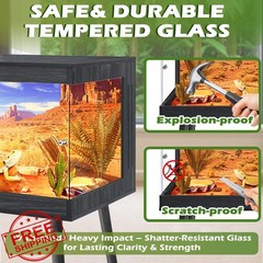 Royxen Bearded Dragon Tank Black 31 Gallon 24x16x16