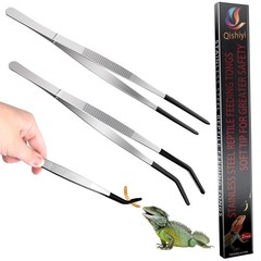 Extra Long Feeding Tongs with Rubber Cover Tips,2PCS 11.8″ Stainless Steel Lo…