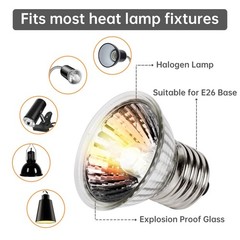 Reptile Heat Lamp, UVA UVB Heat Lamp Bulbs, E26 Turtle Heat Lamp Blubs 50W 4P…