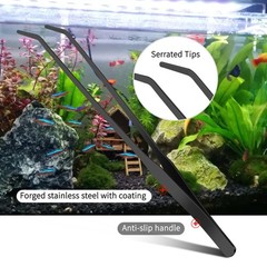 2pc10.6″Aquarium Tweezers,Stainless Steel Straight and Curved Tweezers Set,Lo…