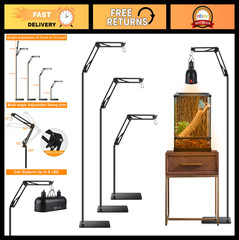 Adjustable Reptile Lamp Stand 15.7″ to 74.3″ – 360° Swing Arm Heat Light Holder