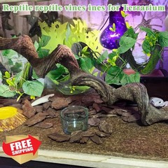 VCEPJH Reptile Vines Thick Terrarium Plants, 70″ Climbing Branch Green